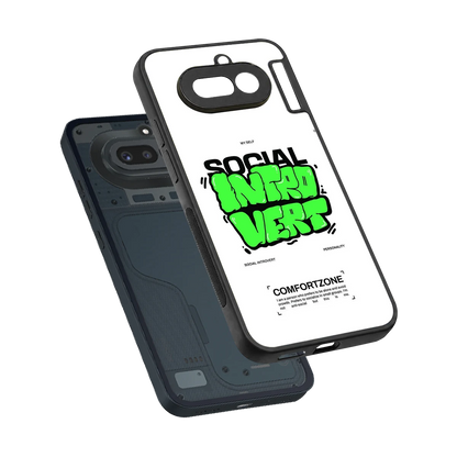 Social Introvert sleek nothing phone 4a cover with tempered glass back and TPU edges