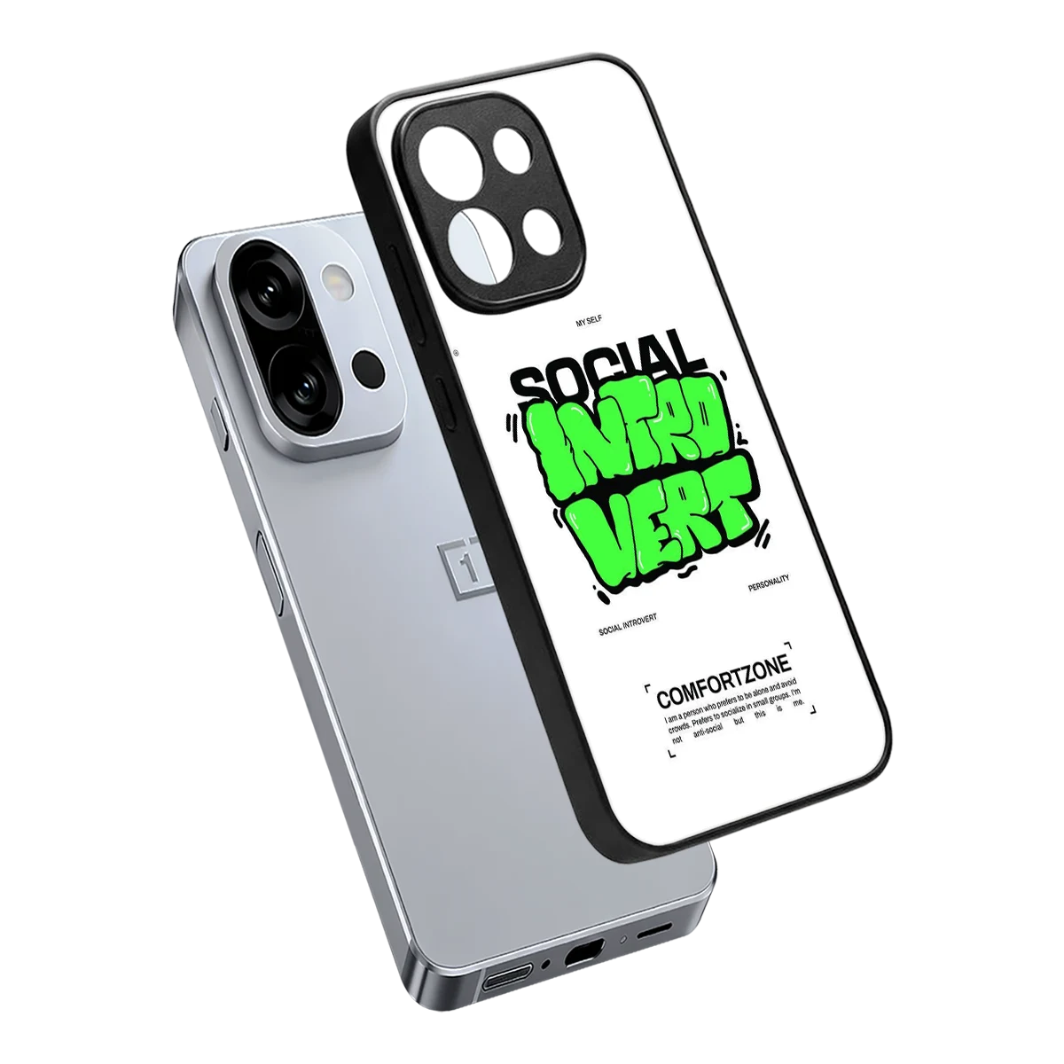 Social Introvert sleek oneplus 13s cover with tempered glass back and TPU edges