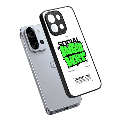 Social Introvert sleek oneplus 13s cover with tempered glass back and TPU edges