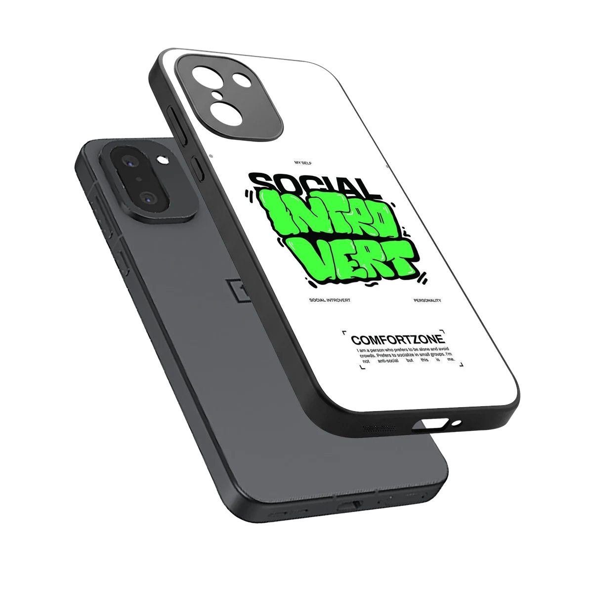 Social Introvert sleek oneplus 15r cover with tempered glass back and TPU edges