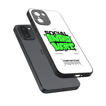 Social Introvert sleek oneplus 15r cover with tempered glass back and TPU edges