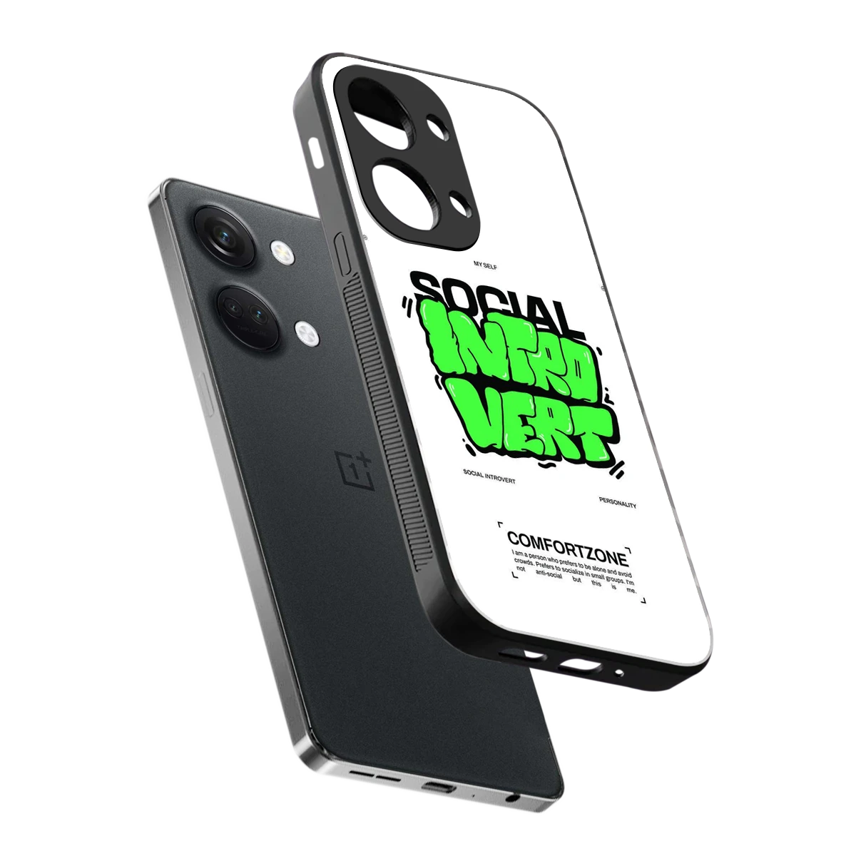Social Introvert sleek oneplus nord 3 cover with tempered glass back and TPU edges