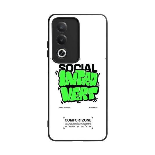 Social Introvert back phone cover | glass case for oppo a3 pro