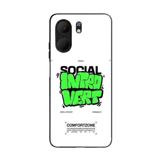 Social Introvert back phone cover | glass case for oppo a5x 5g