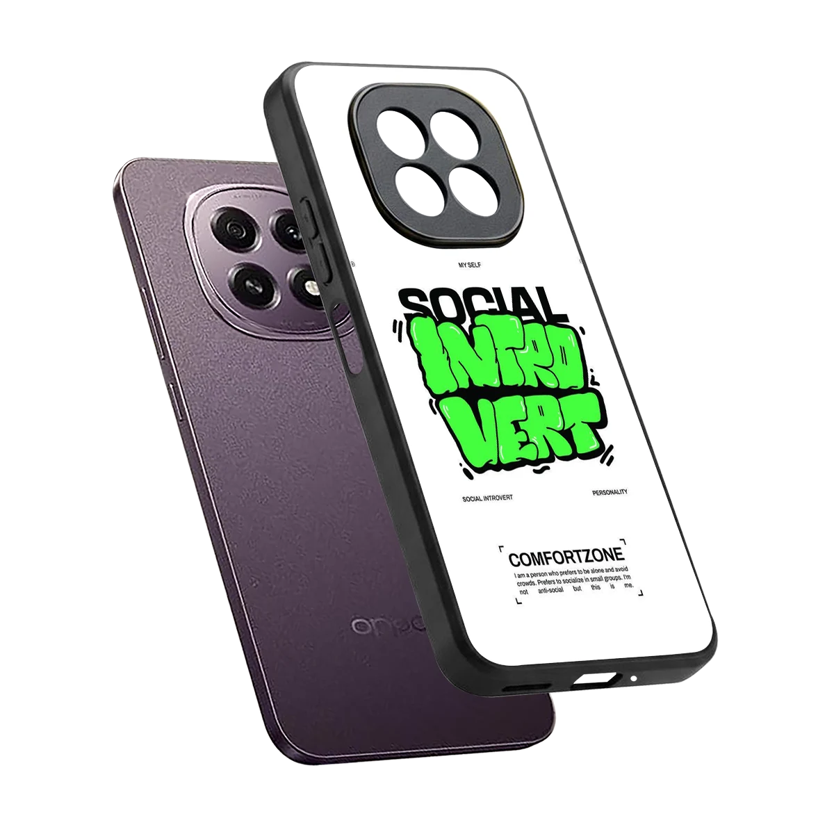Social Introvert sleek oppo f29 5g cover with tempered glass back and TPU edges