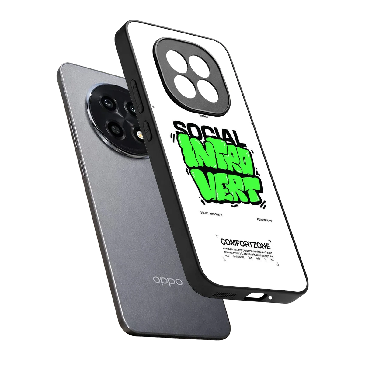 Social Introvert sleek oppo f29 pro 5g cover with tempered glass back and TPU edges