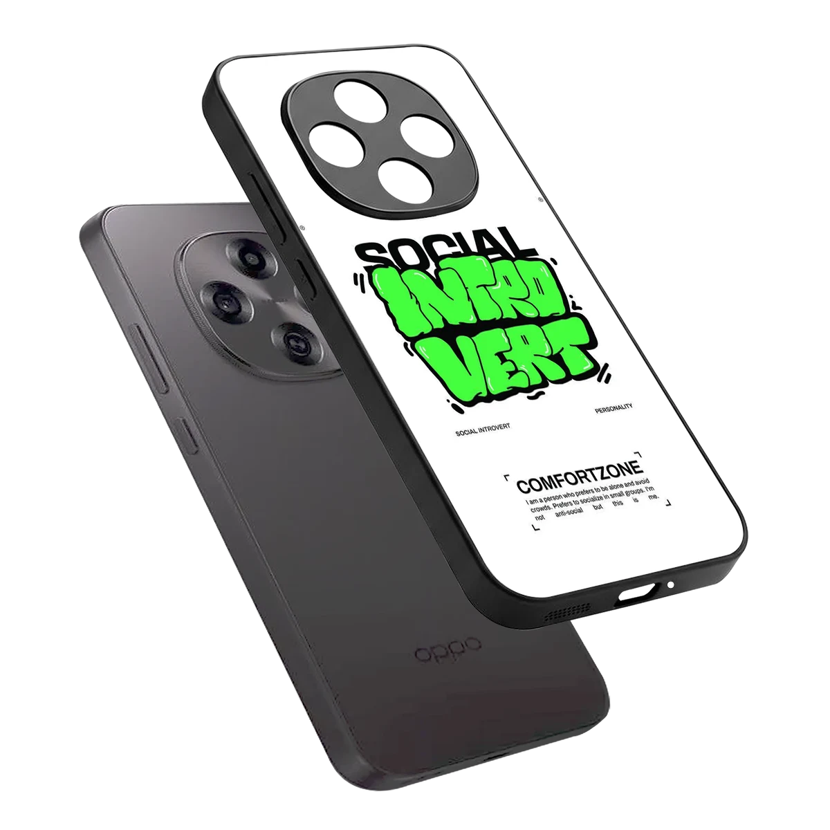 Social Introvert sleek oppo f31 pro 5g cover with tempered glass back and TPU edges