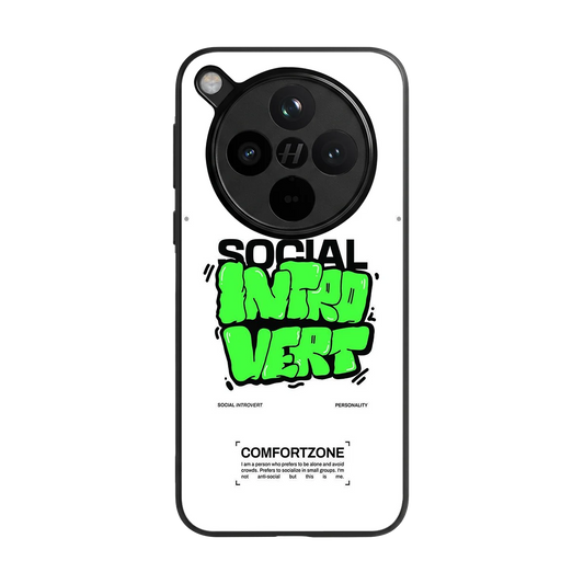 Social Introvert back phone cover | glass case for oppo find x8