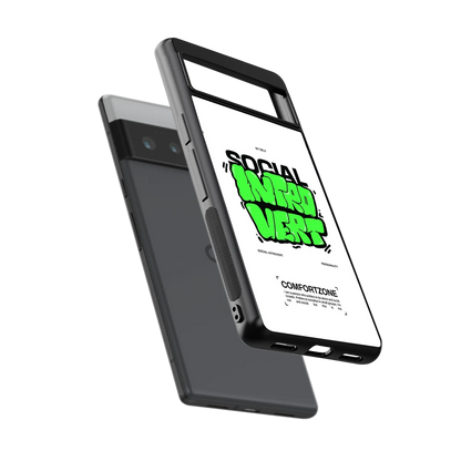 Social Introvert sleek google pixel 6 pro cover with tempered glass back and TPU edges