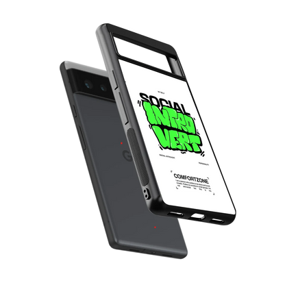 Social Introvert sleek google pixel 6 cover with tempered glass back and TPU edges