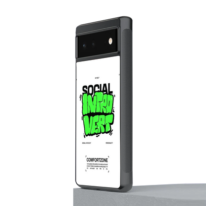 Social Introvert stylish phone case for google pixel 6a | glossy glass and slim fit