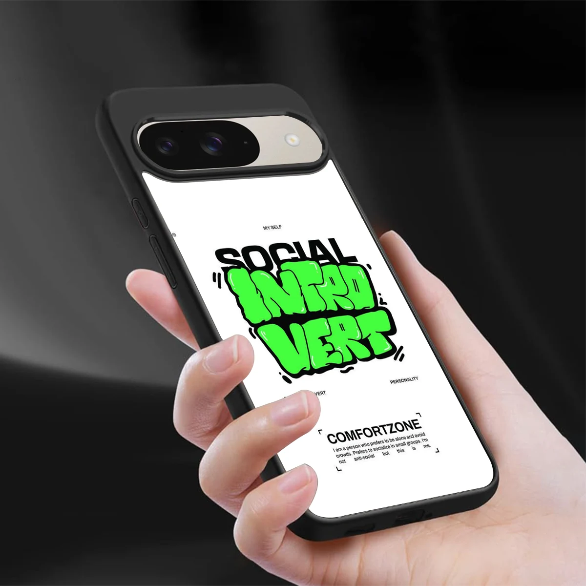 Social Introvert sleek google pixel 9 cover with tempered glass back and TPU edges