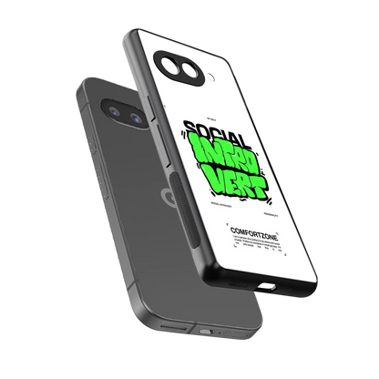 Social Introvert sleek google pixel 10a cover with tempered glass back and TPU edges
