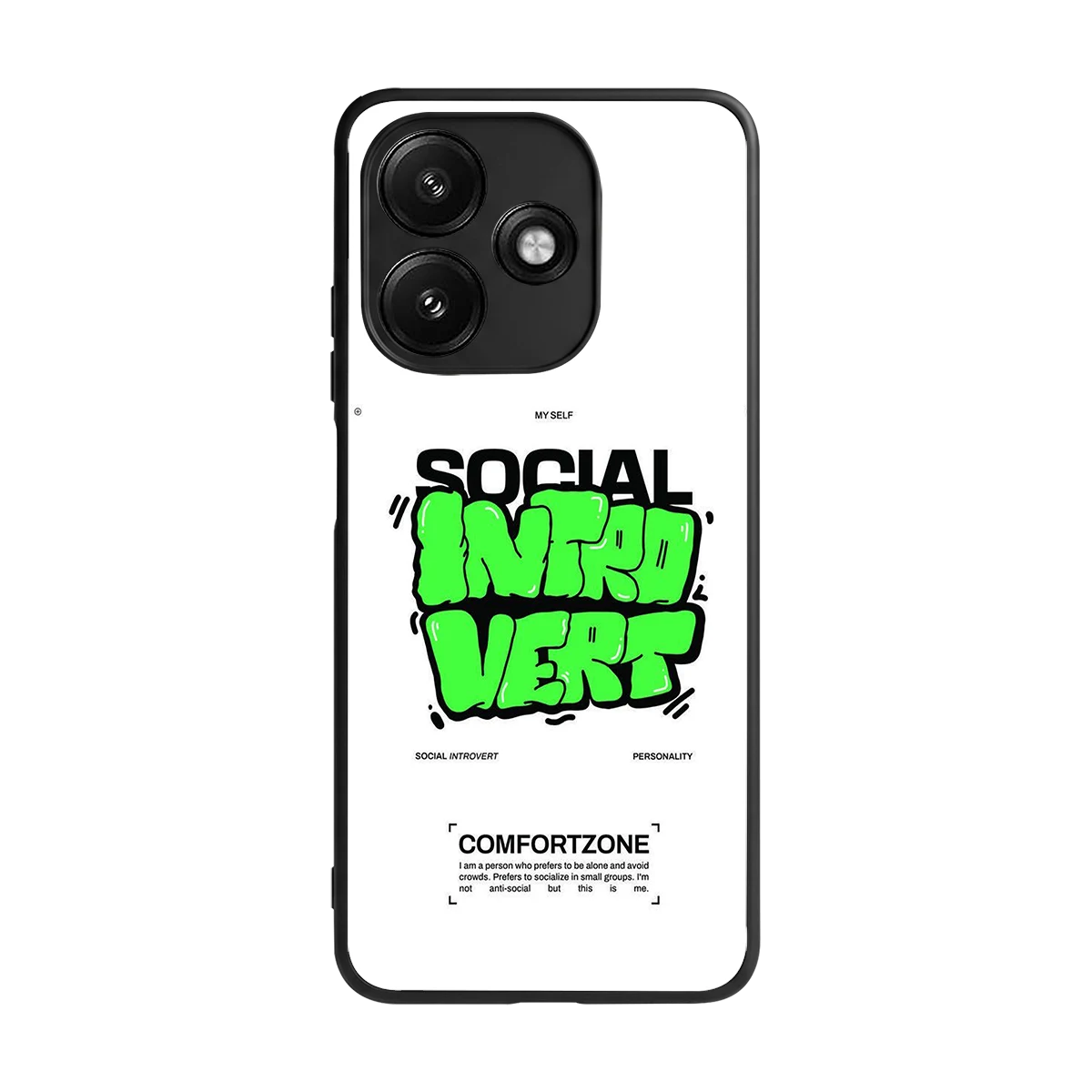 Social Introvert back phone cover | glass case for redmi 12 5g
