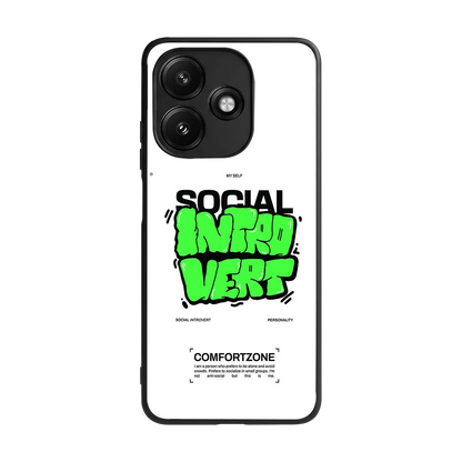 Social Introvert back phone cover | glass case for redmi 12 5g