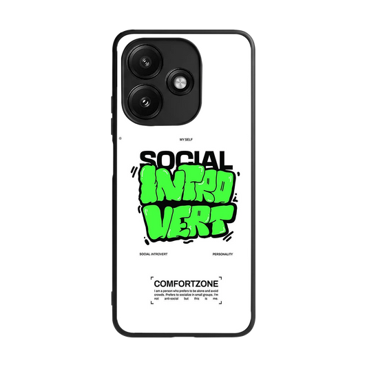 Social Introvert back phone cover | glass case for redmi 12 5g