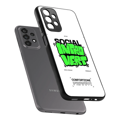 Social Introvert sleek samsung galaxy a23 cover with tempered glass back and TPU edges