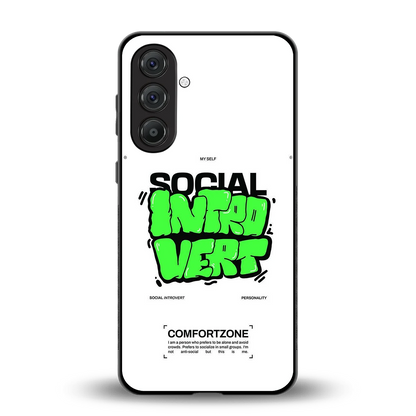 Social Introvert back phone cover | glass case for samsung galaxy m36 5g