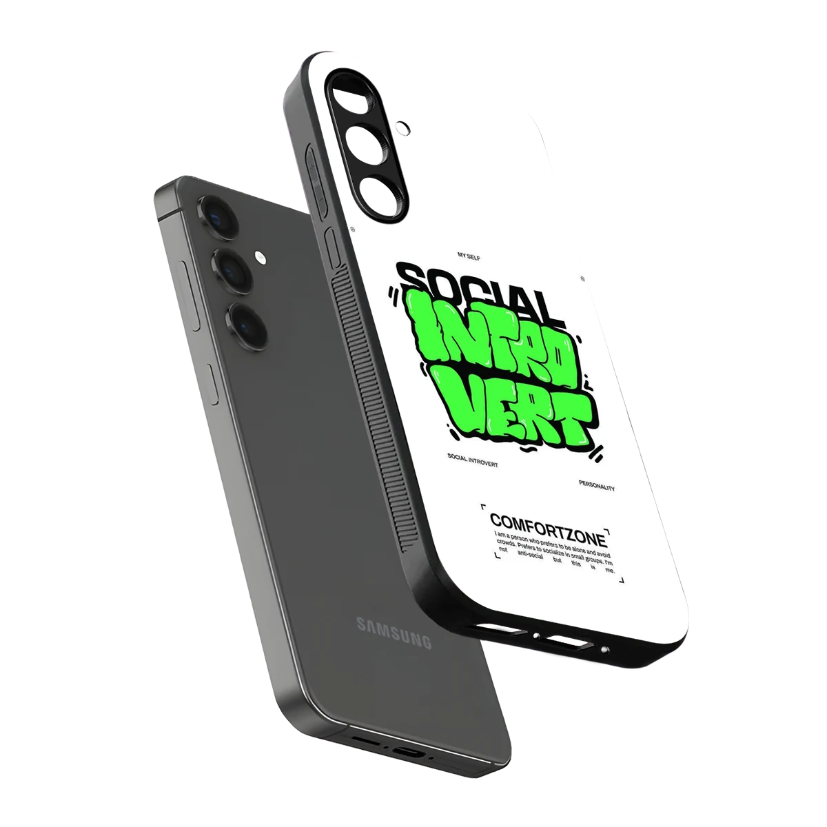 Social Introvert sleek samsung galaxy m35 5g cover with tempered glass back and TPU edges