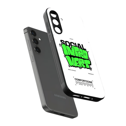 Social Introvert sleek samsung galaxy m35 5g cover with tempered glass back and TPU edges