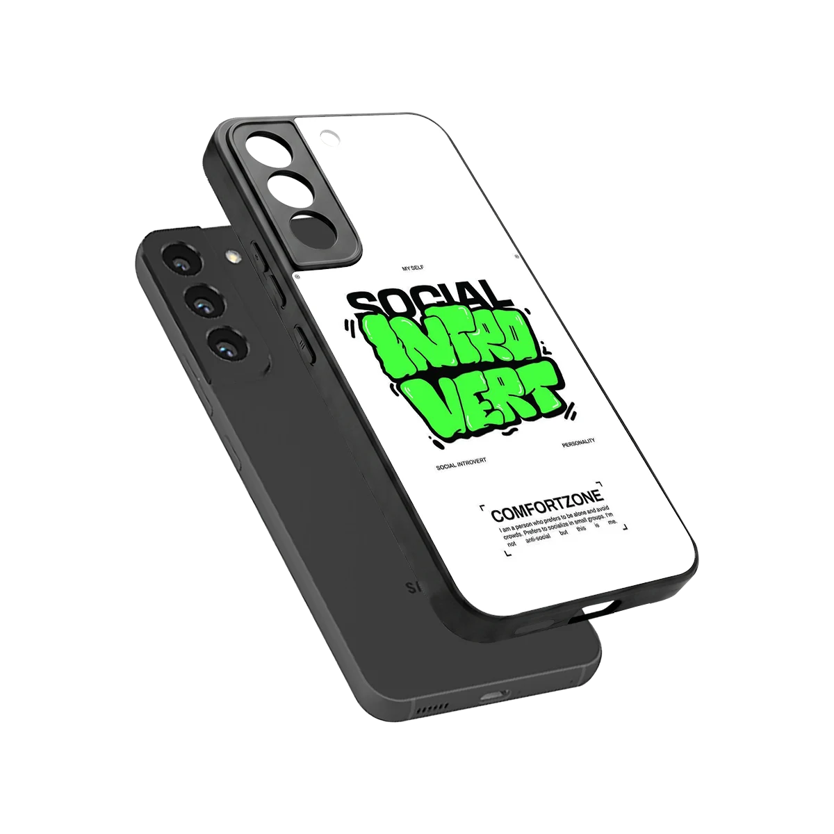 Social Introvert sleek samsung galaxy s22 cover with tempered glass back and TPU edges