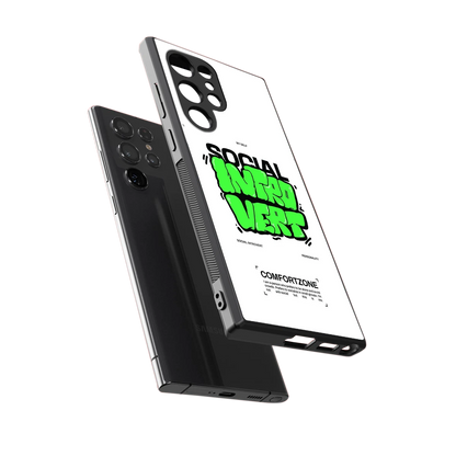 Social Introvert sleek samsung galaxy s24 ultra cover with tempered glass back and TPU edges