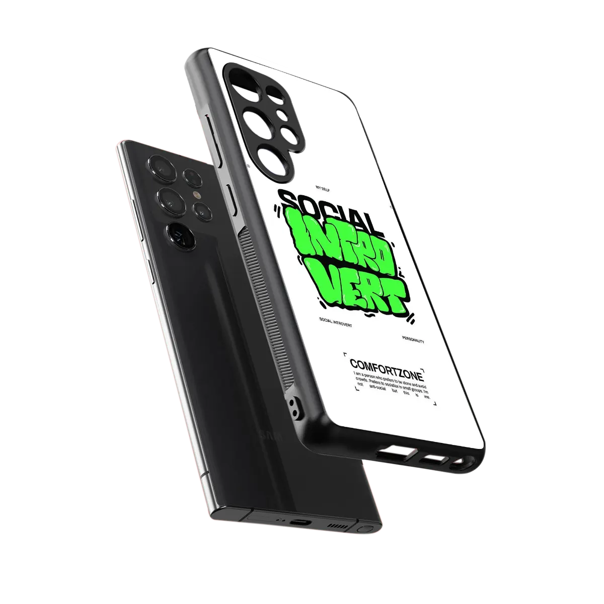 Social Introvert sleek samsung galaxy s26 ultra cover with tempered glass back and TPU edges