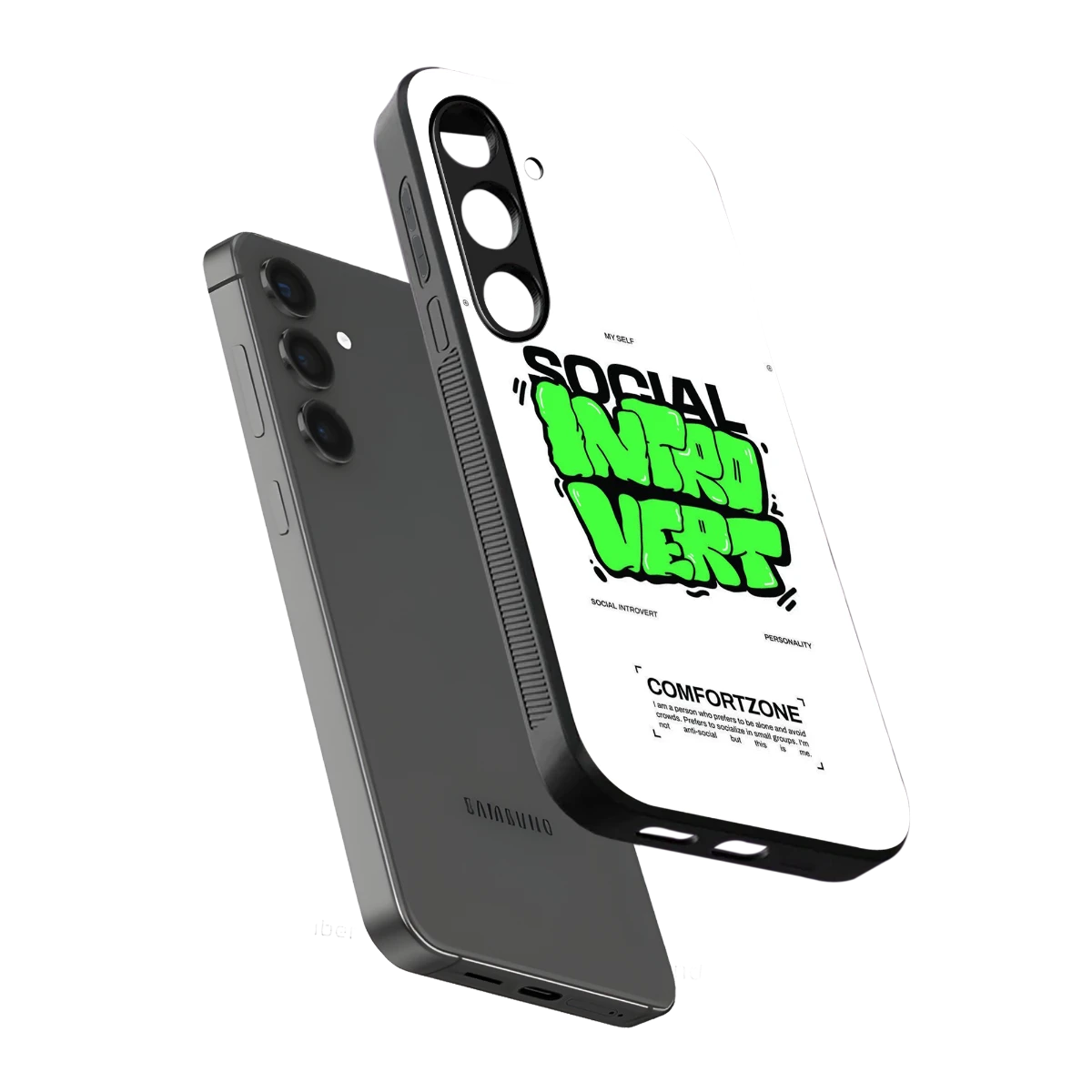 Social Introvert sleek samsung galaxy s24 cover with tempered glass back and TPU edges