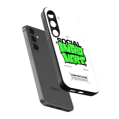 Social Introvert sleek samsung galaxy s24 fe cover with tempered glass back and TPU edges