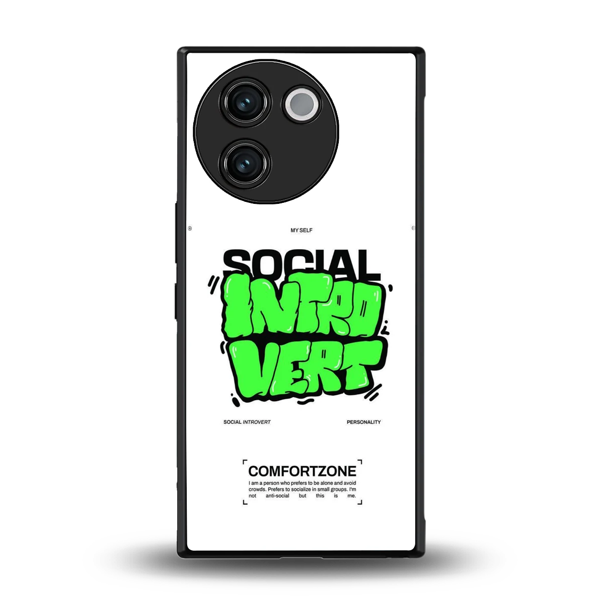 Social Introvert back phone cover | glass case for vivo v30e