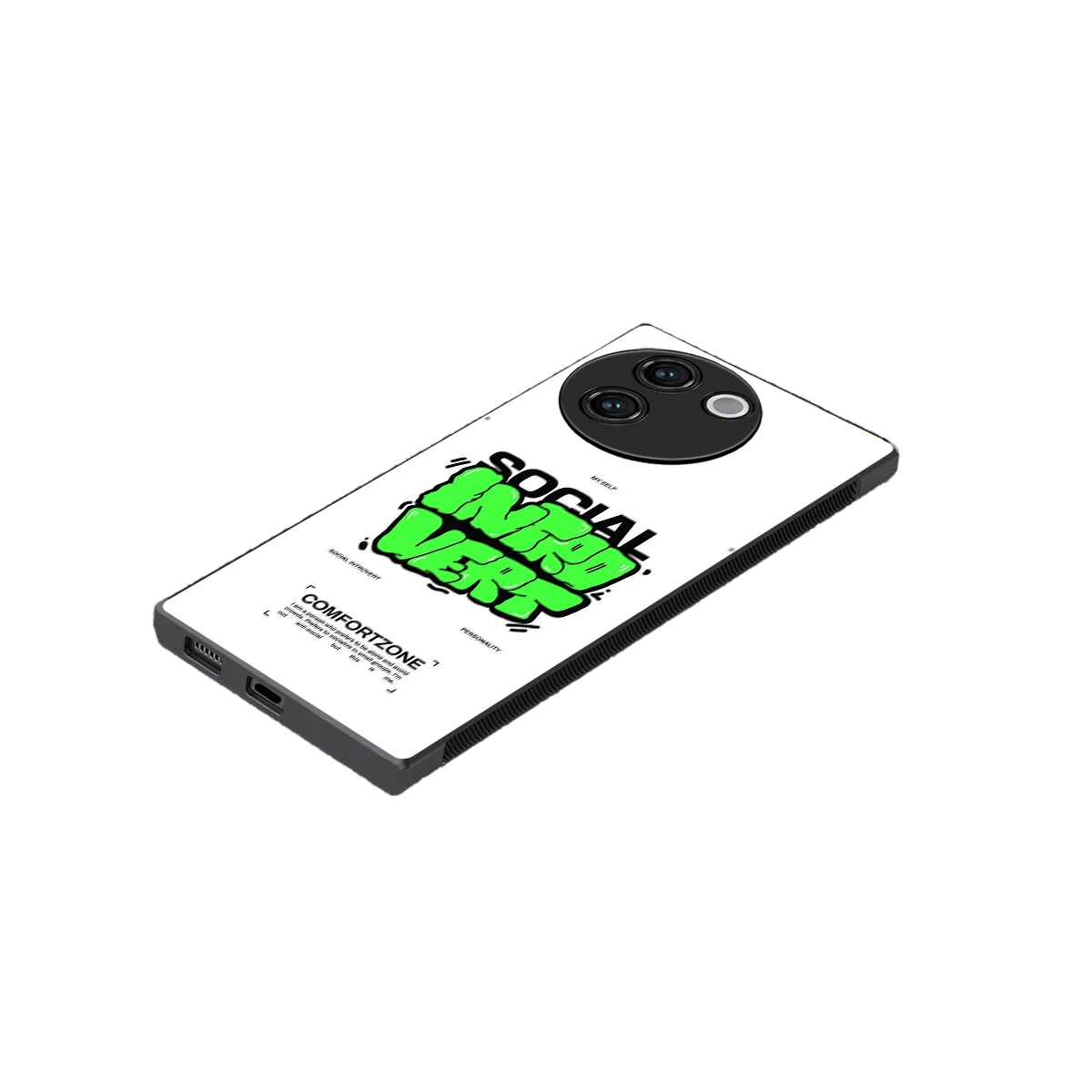 Social Introvert stylish phone case for vivo v30e | glossy glass and slim fit