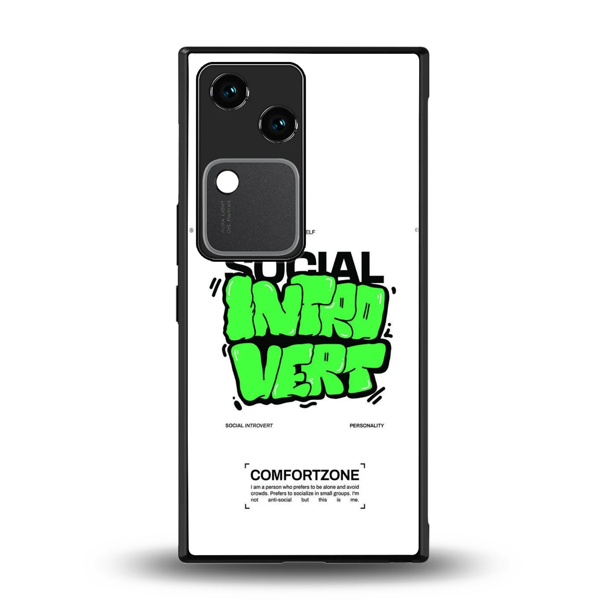 Social Introvert back phone cover | glass case for vivo v30
