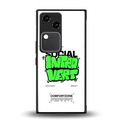 Social Introvert back phone cover | glass case for vivo v30