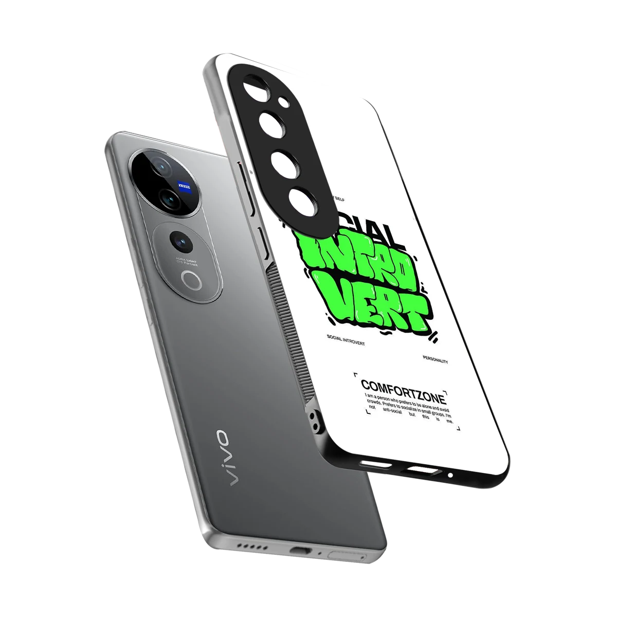 Social Introvert sleek vivo v40 pro cover with tempered glass back and TPU edges