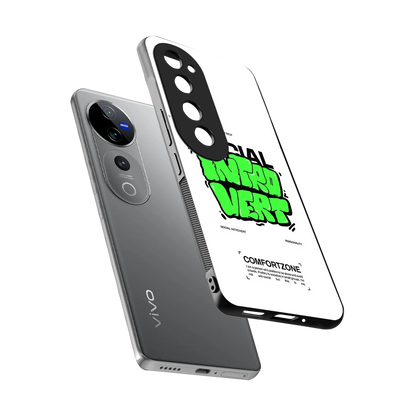 Social Introvert sleek vivo v40 pro cover with tempered glass back and TPU edges