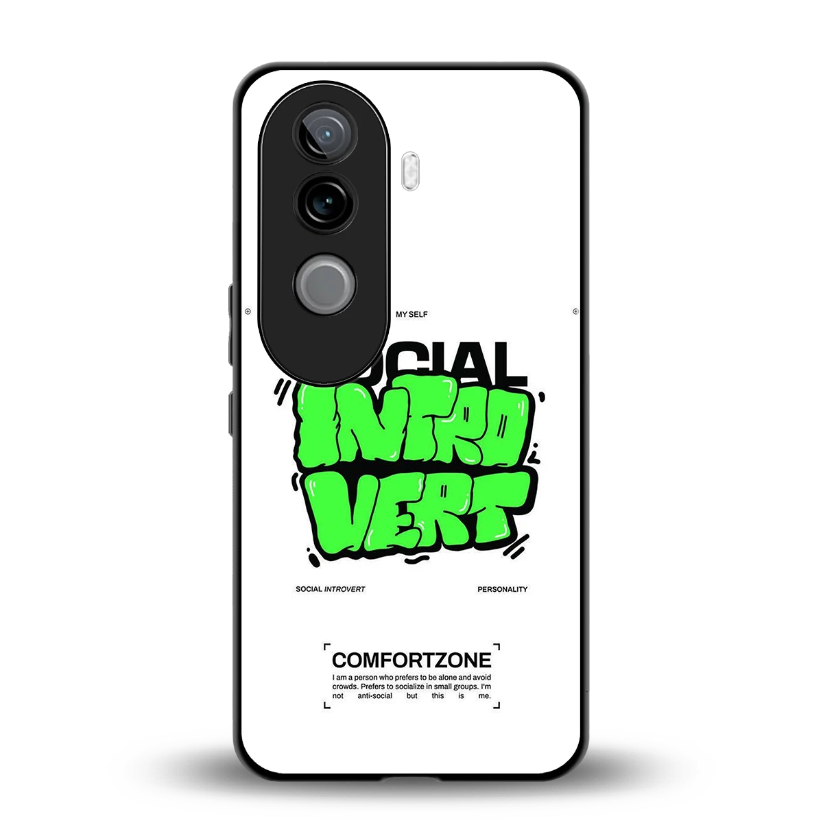 Social Introvert back phone cover | glass case for vivo v40e