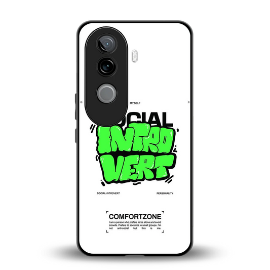 Social Introvert back phone cover | glass case for vivo v40e