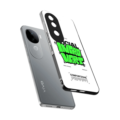Social Introvert sleek vivo v40e cover with tempered glass back and TPU edges