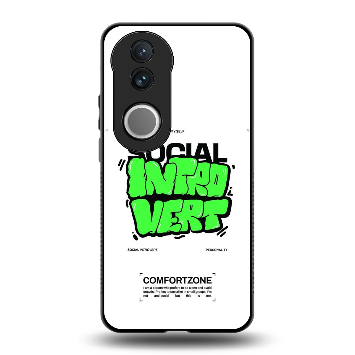 Social Introvert back phone cover | glass case for vivo v50