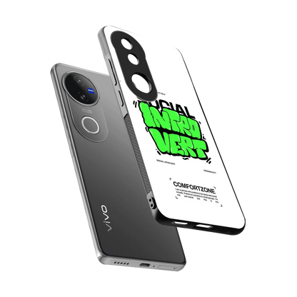 Social Introvert sleek vivo v50 cover with tempered glass back and TPU edges