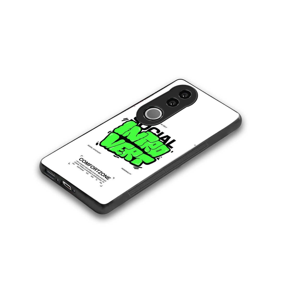 Social Introvert stylish phone case for vivo v50 | glossy glass and slim fit