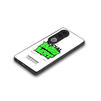 Social Introvert stylish phone case for vivo v50 | glossy glass and slim fit