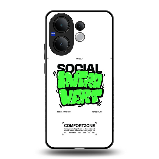 Social Introvert back phone cover | glass case for vivo v60