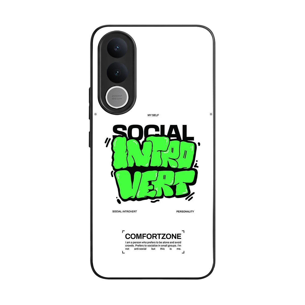 Social Introvert back phone cover | glass case for vivo v70 fe