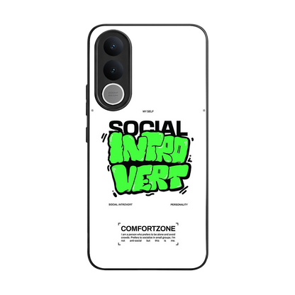 Social Introvert back phone cover | glass case for vivo v70 fe