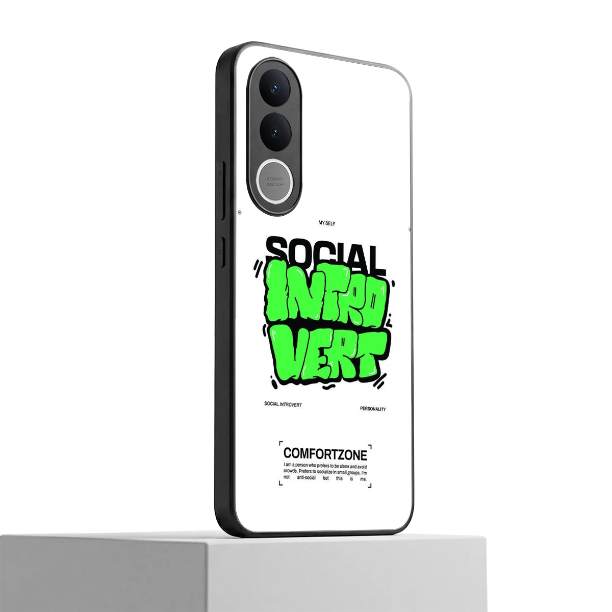 Social Introvert vivo v70 fe mobile cover | shockproof glass phone case