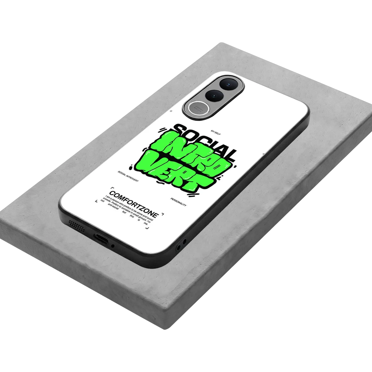 Social Introvert stylish phone case for vivo v70 fe | glossy glass and slim fit