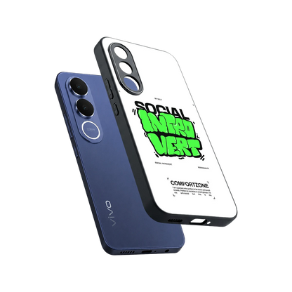 Social Introvert sleek vivo v70 fe cover with tempered glass back and TPU edges