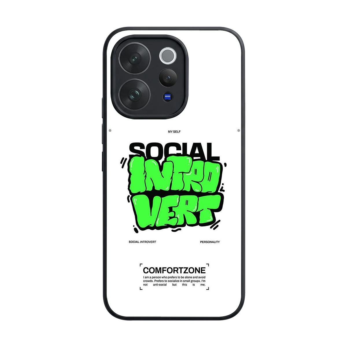 Social Introvert back phone cover | glass case for vivo v70