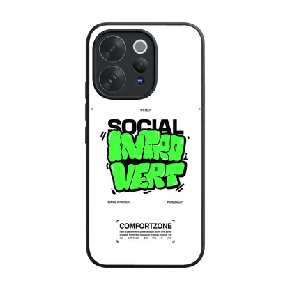 Social Introvert back phone cover | glass case for vivo v70